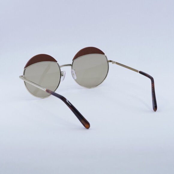 Loewe LW40007U 33N Sunglasses Gold Brown Leather Round Frame - Picture 11 of 12